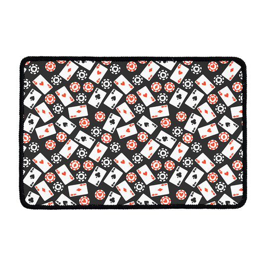 Casino Chip And Card Pattern Print Kitchen Mat