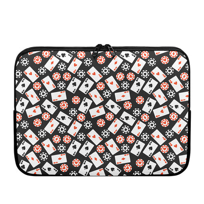 Casino Chip And Card Pattern Print Laptop Sleeve
