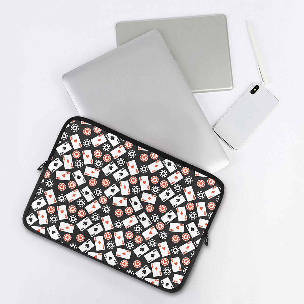 Casino Chip And Card Pattern Print Laptop Sleeve