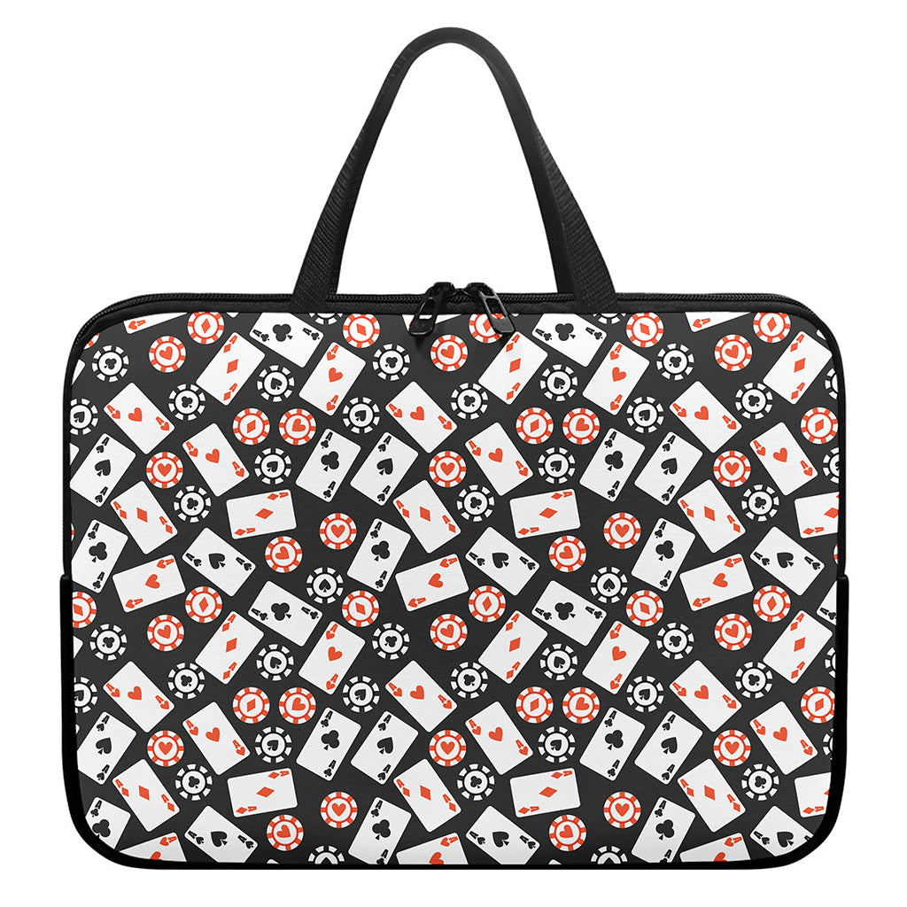 Casino Chip And Card Pattern Print Laptop Sleeve With Handle