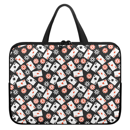 Casino Chip And Card Pattern Print Laptop Sleeve With Handle