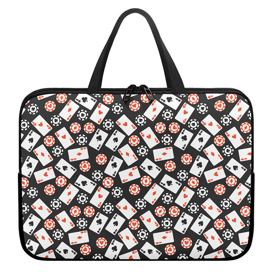 Casino Chip And Card Pattern Print Laptop Sleeve With Handle