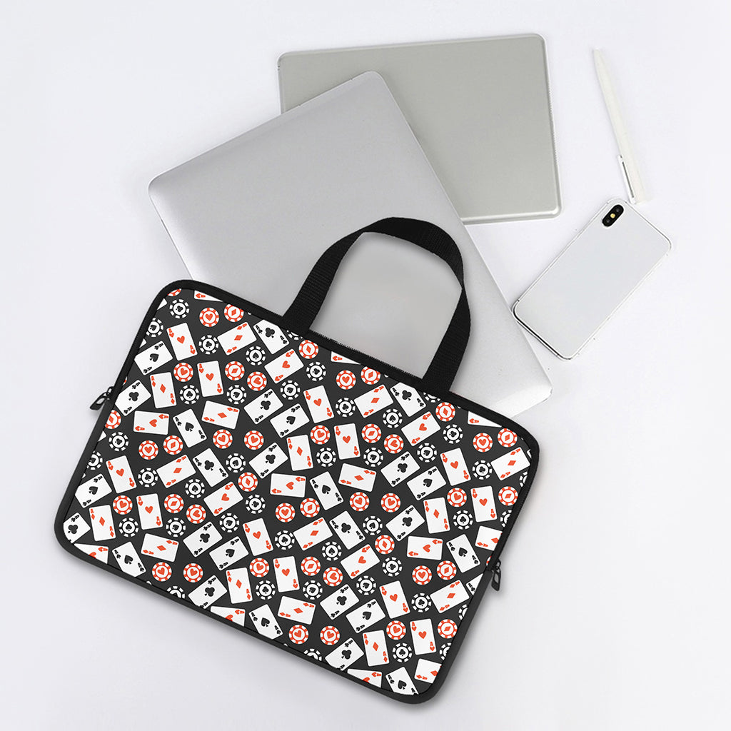 Casino Chip And Card Pattern Print Laptop Sleeve With Handle