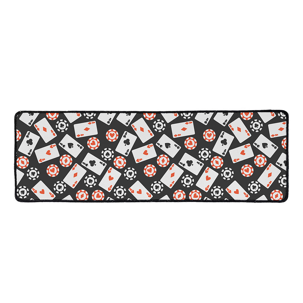 Casino Chip And Card Pattern Print Long Kitchen Mat