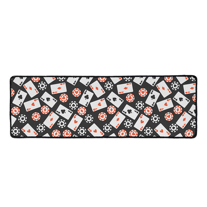 Casino Chip And Card Pattern Print Long Kitchen Mat