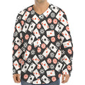 Casino Chip And Card Pattern Print Long Sleeve Baseball Jersey