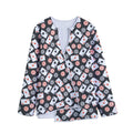 Casino Chip And Card Pattern Print Long Sleeve Short Coat