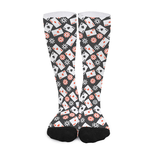 Casino Chip And Card Pattern Print Long Socks