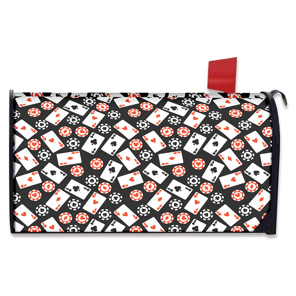 Casino Chip And Card Pattern Print Mailbox Cover