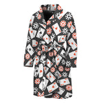Casino Chip And Card Pattern Print Men's Bathrobe