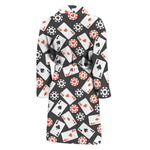 Casino Chip And Card Pattern Print Men's Bathrobe