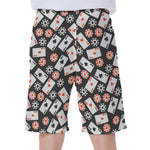 Casino Chip And Card Pattern Print Men's Beach Shorts