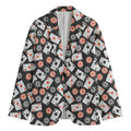 Casino Chip And Card Pattern Print Men's Blazer