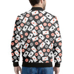 Casino Chip And Card Pattern Print Men's Bomber Jacket