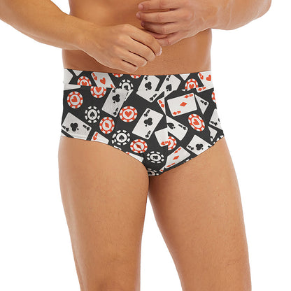 Casino Chip And Card Pattern Print Men's Briefs