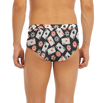 Casino Chip And Card Pattern Print Men's Briefs