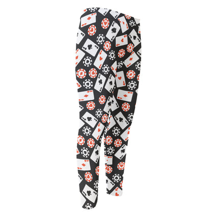 Casino Chip And Card Pattern Print Men's Compression Pants