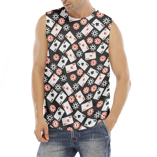 Casino Chip And Card Pattern Print Men's Fitness Tank Top