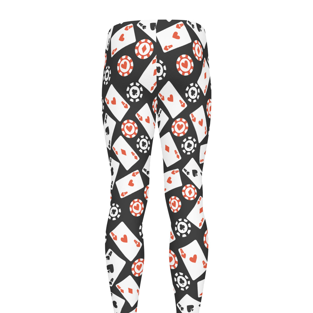 Casino Chip And Card Pattern Print Men's leggings