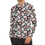 Casino Chip And Card Pattern Print Men's Long Sleeve Rash Guard