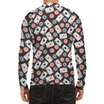 Casino Chip And Card Pattern Print Men's Long Sleeve Rash Guard