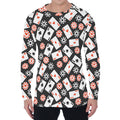 Casino Chip And Card Pattern Print Men's Long Sleeve T-Shirt