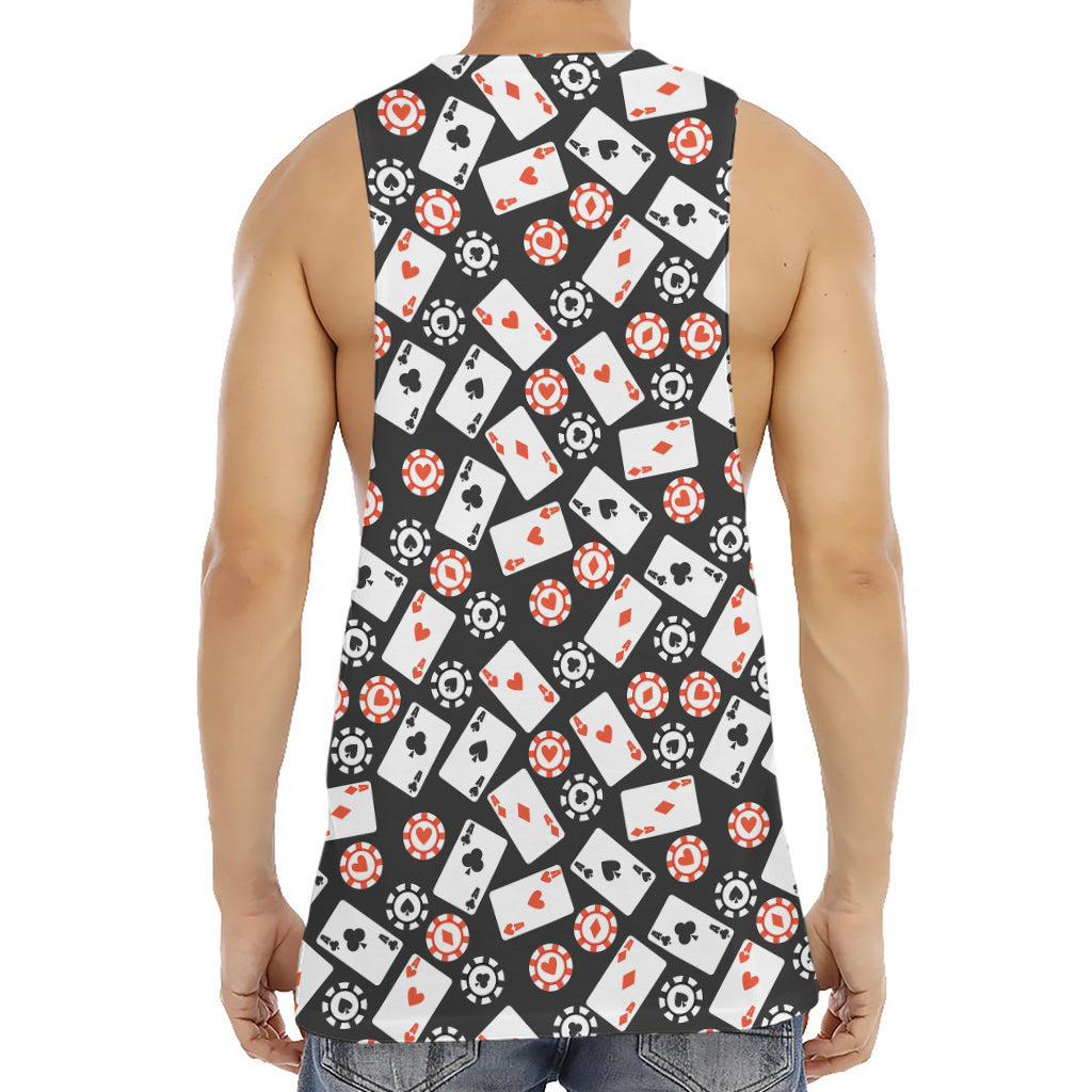 Casino Chip And Card Pattern Print Men's Muscle Tank Top