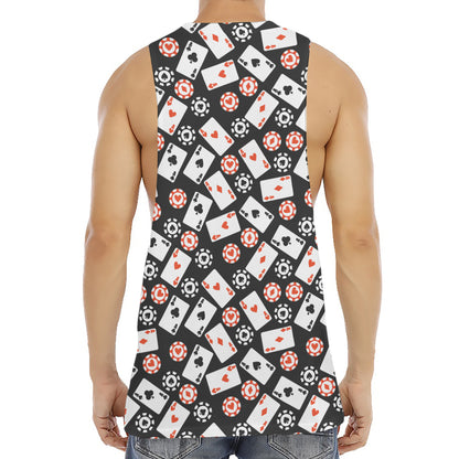 Casino Chip And Card Pattern Print Men's Muscle Tank Top