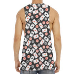 Casino Chip And Card Pattern Print Men's Muscle Tank Top