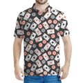 Casino Chip And Card Pattern Print Men's Polo Shirt