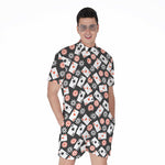Casino Chip And Card Pattern Print Men's Rompers