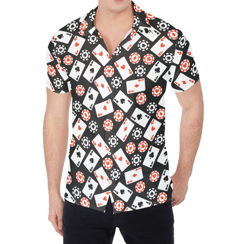 Casino Chip And Card Pattern Print Men's Shirt