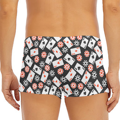 Casino Chip And Card Pattern Print Men's Short Boxer Briefs