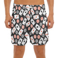 Casino Chip And Card Pattern Print Men's Split Running Shorts