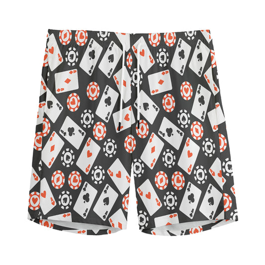 Casino Chip And Card Pattern Print Men's Sports Shorts