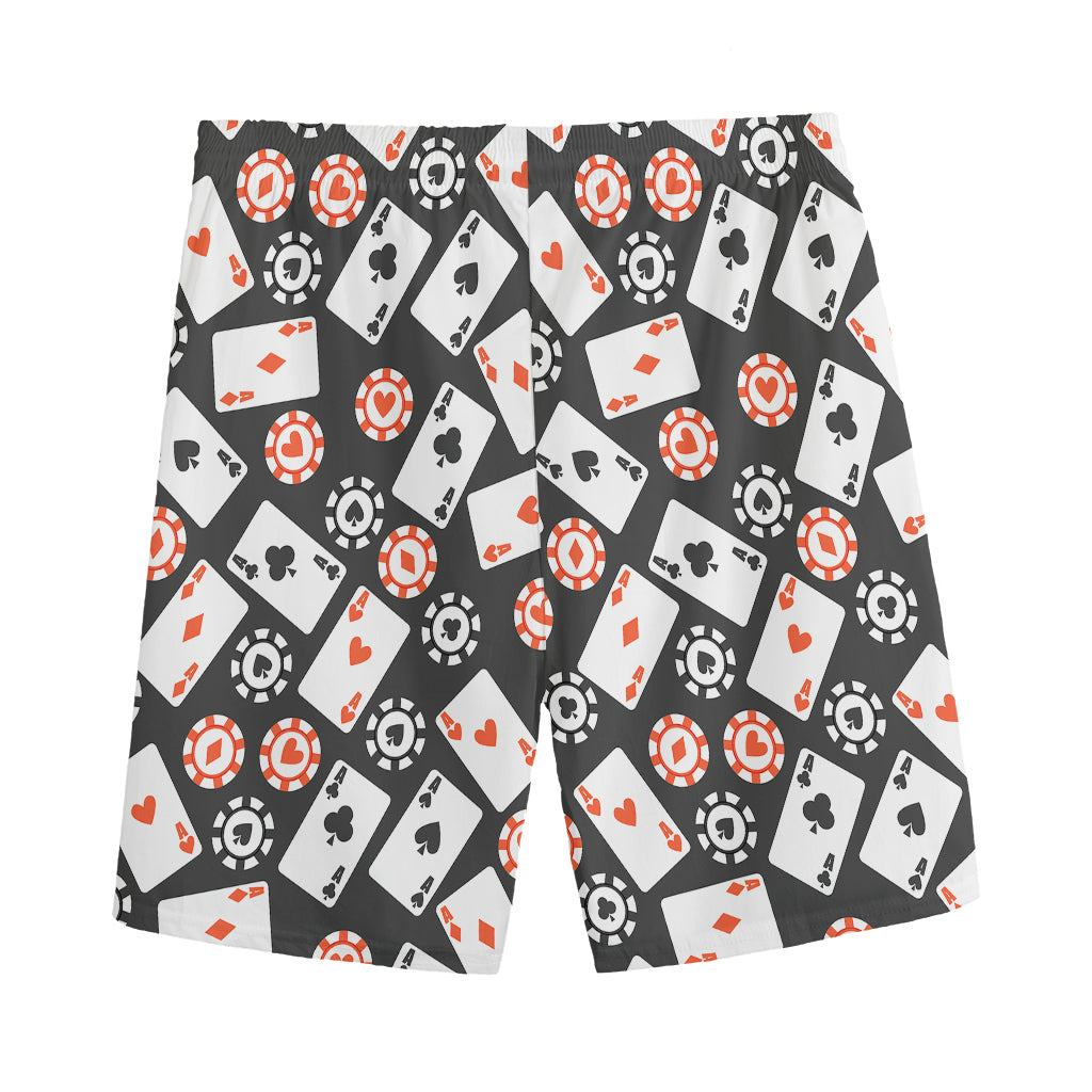 Casino Chip And Card Pattern Print Men's Sports Shorts
