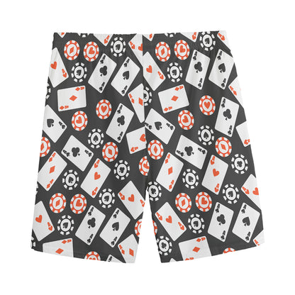 Casino Chip And Card Pattern Print Men's Sports Shorts