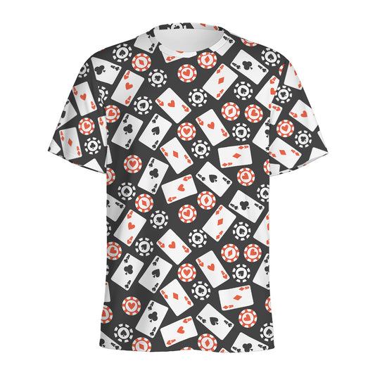 Casino Chip And Card Pattern Print Men's Sports T-Shirt