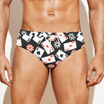 Casino Chip And Card Pattern Print Men's Swim Briefs