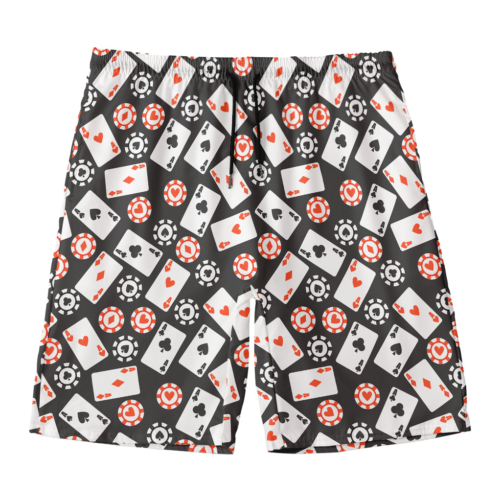 Casino Chip And Card Pattern Print Men's Swim Trunks