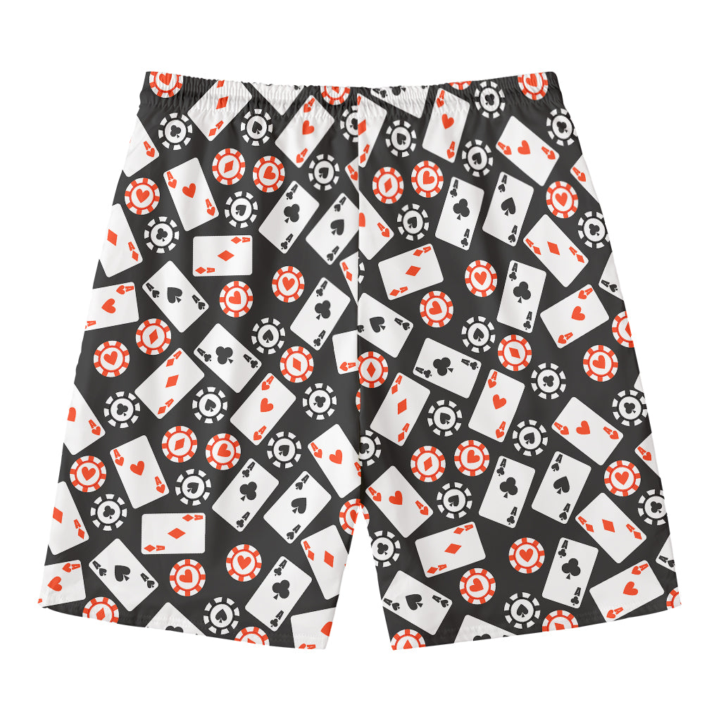 Casino Chip And Card Pattern Print Men's Swim Trunks