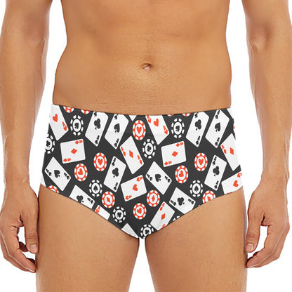 Casino Chip And Card Pattern Print Men's Triangle Swim Briefs