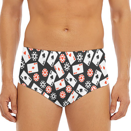 Casino Chip And Card Pattern Print Men's Triangle Swim Briefs
