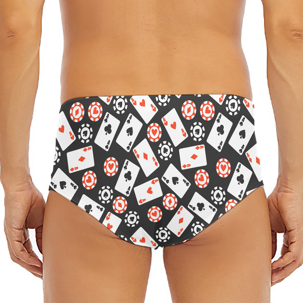 Casino Chip And Card Pattern Print Men's Triangle Swim Briefs