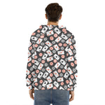 Casino Chip And Card Pattern Print Men's Velvet Pullover Hoodie