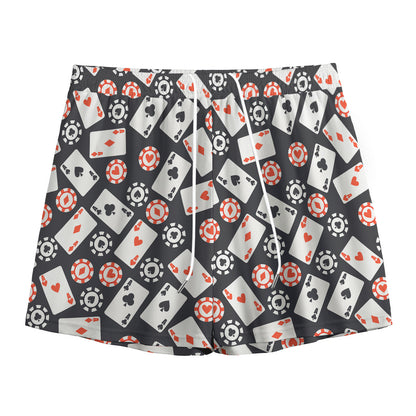Casino Chip And Card Pattern Print Mesh Shorts