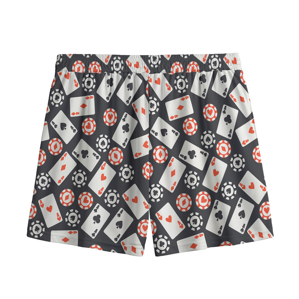 Casino Chip And Card Pattern Print Mesh Shorts