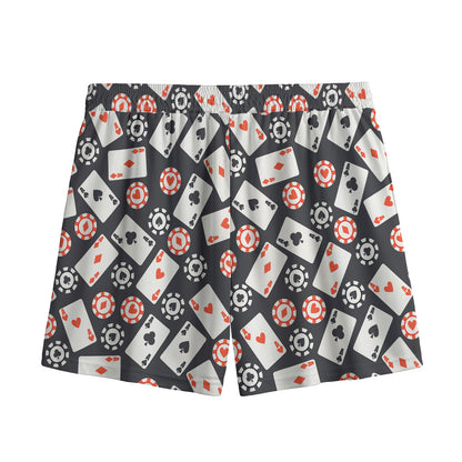 Casino Chip And Card Pattern Print Mesh Shorts