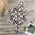 Casino Chip And Card Pattern Print One Shoulder Bodysuit