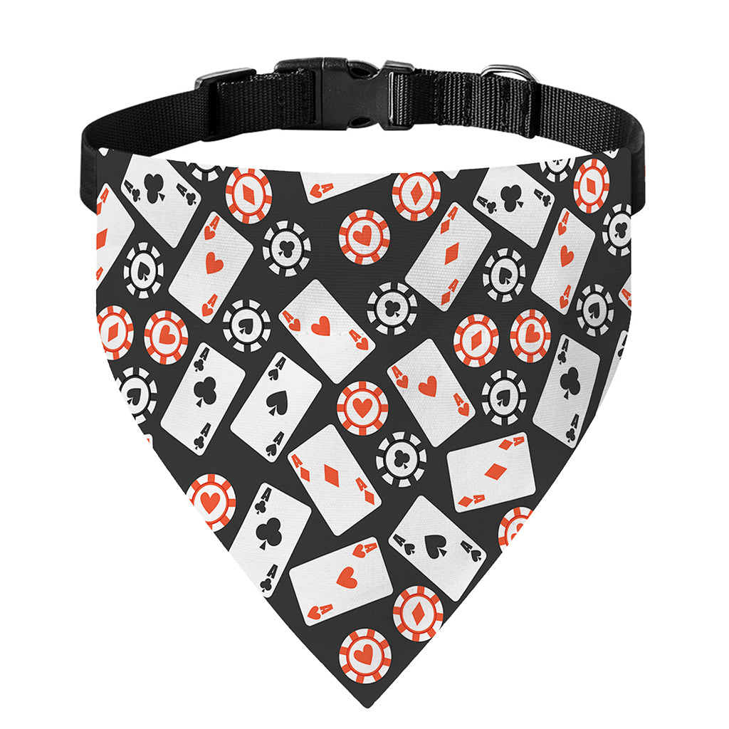 Casino Chip And Card Pattern Print Over The Collar Dog Bandana